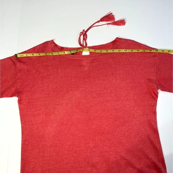 Talbots Petites - Women's M 100% Linen Pink Lightweight Sweater Tie Back - Picture 9 of 13